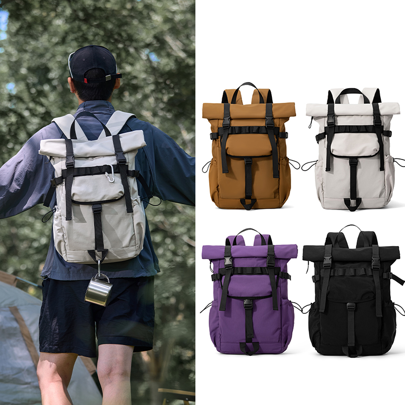 Canvas Backpack Casual - Nova Mochila Masculina Expandível com Abertura