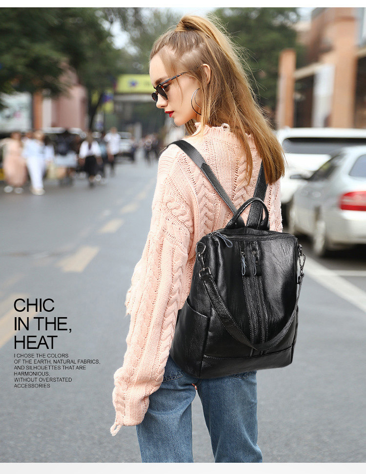 Canvas Backpack Casual - Mulheres mochila de couro macio escola