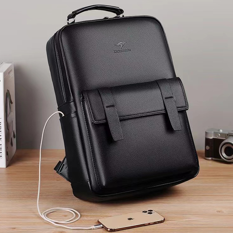 Laptop Backpack 15.6 - Mochila masculina de couro de luxo