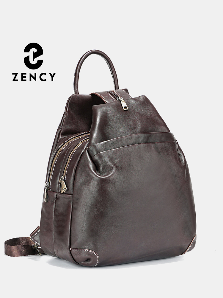 Zency mochilas de couro genuín - Travel Backpack Anti Theft avaliação e preço
