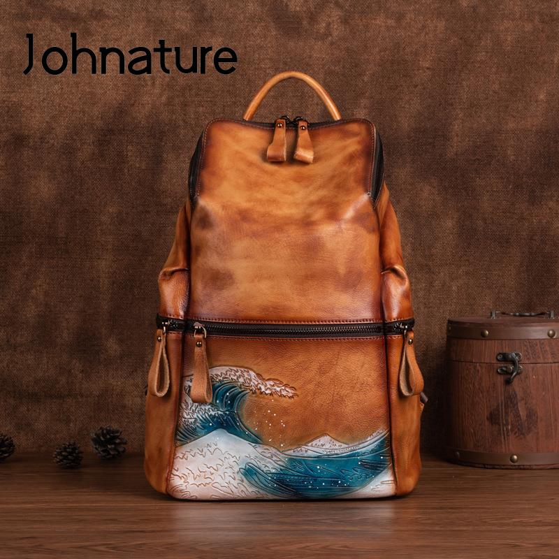 Mochila Feminina Johnature de  - Leather Backpack Vintage avaliação e preço